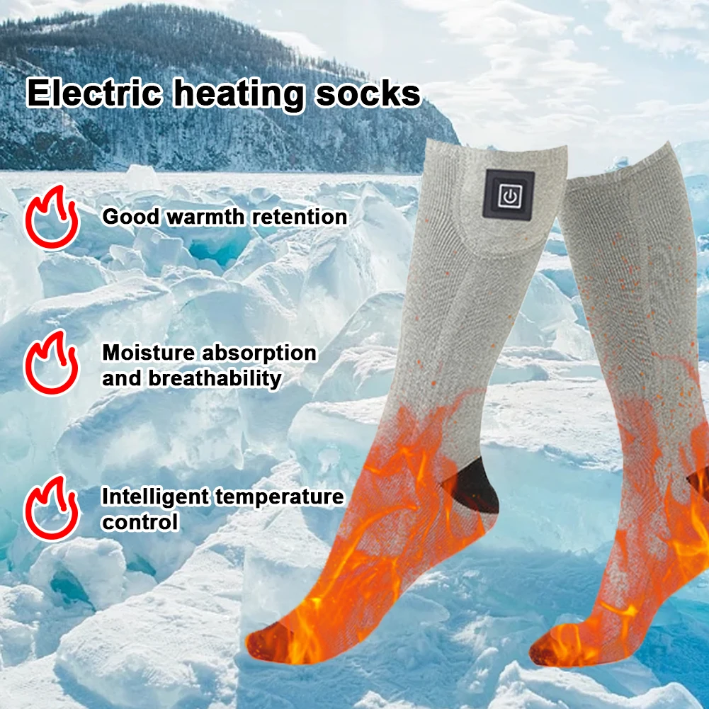 Calcetines calefactables eléctricos Calcetines calefactores eléctricos de 3 niveles de temperatura Calentadores de pies de calentamiento rápido lavables para ciclismo Camping patinaje