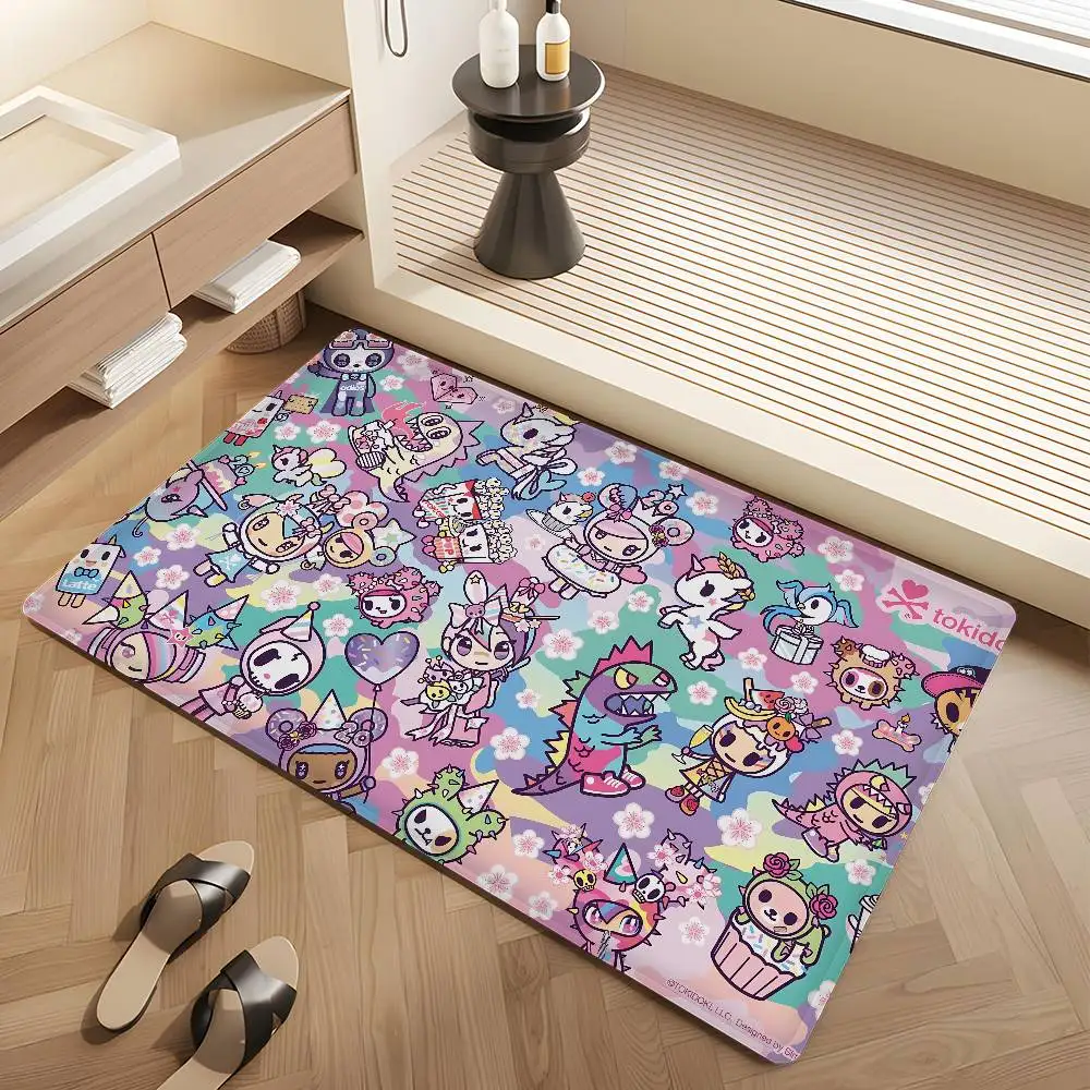 Popular Fashion T-Tokidoki LOGO Bathroom Mat Kids Room Bedroom Decoration Balcony Anti-Slip Doormat Living Room Welcome Rug