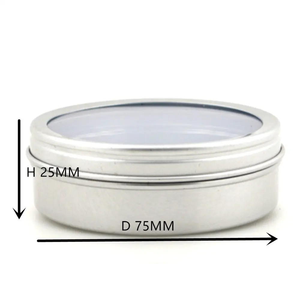 5g 10ml 20g 40ml  80ml small empty round aluminium, metal,Container,case,jar, pot,Balm Tins with Clear View Window press fit lid