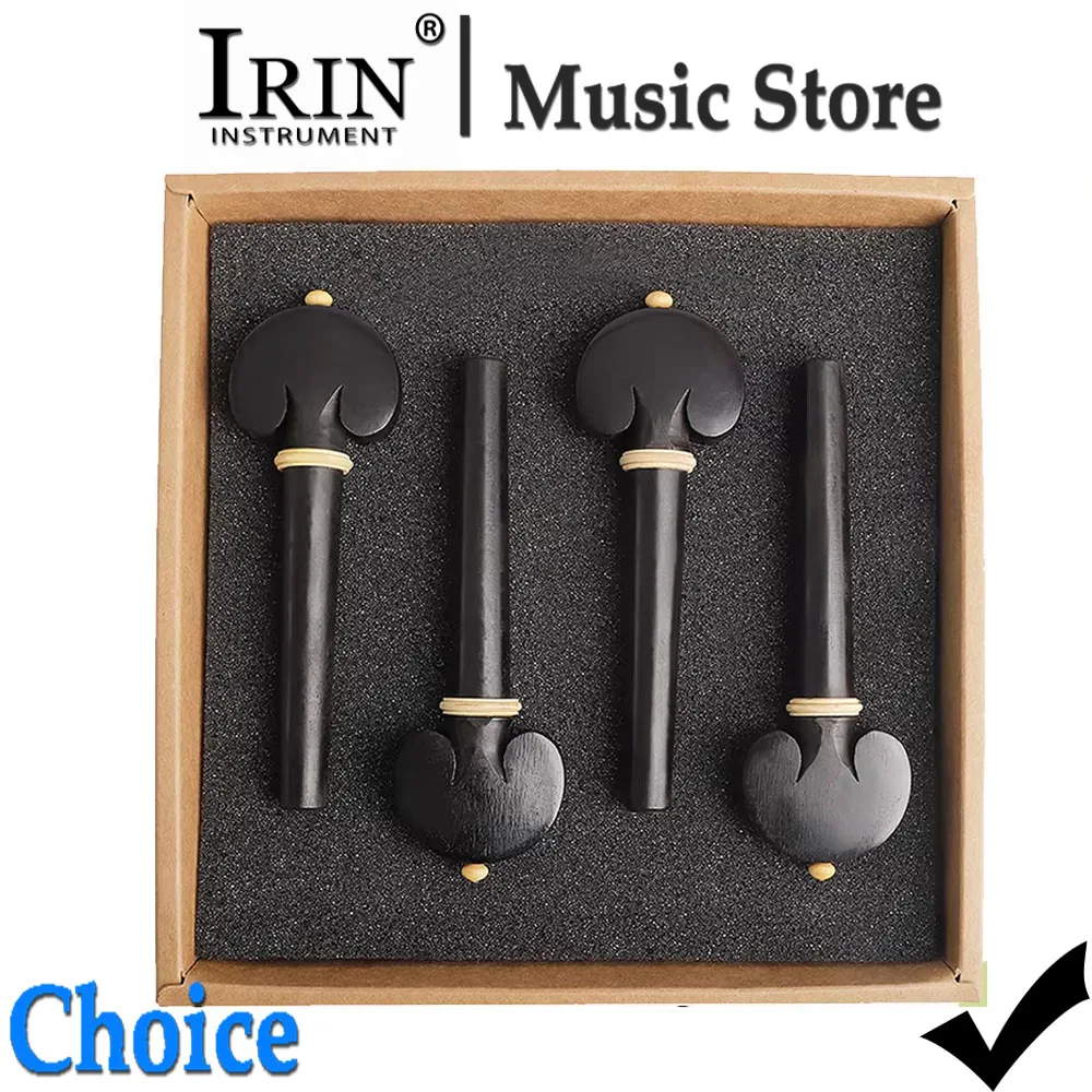 IRIN 4Pcs/Set Cello String Shafts Ebony and Poplar Professional Musical Instrument Ebony Cello Tuning Pegs Accessories