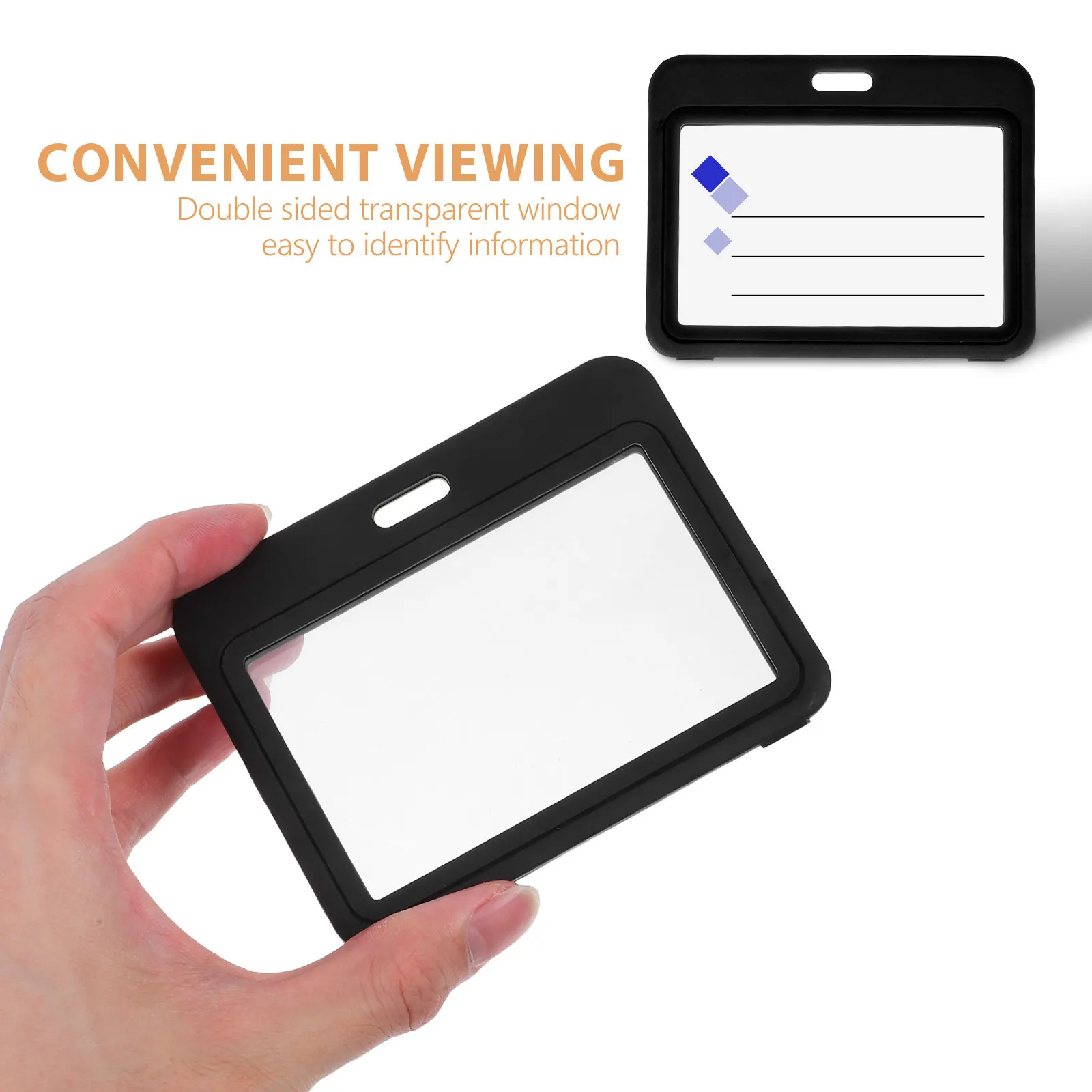 15PCS Horizontal ID Badge Holder 4x3inch Hard Plastic Credit Card Cover with Clear Window Double Side Card Protector for Office