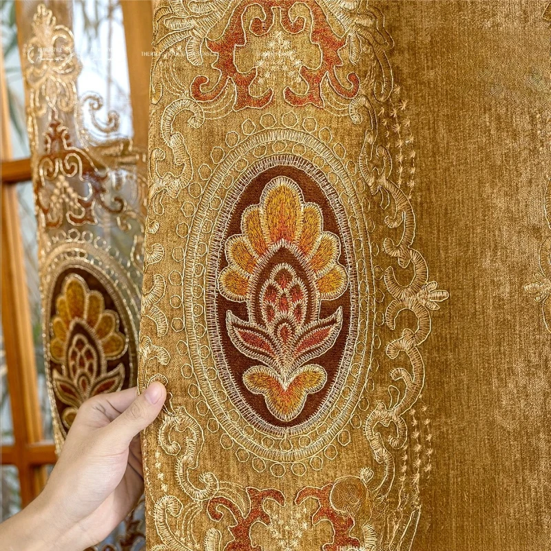 Luxury Rand Palace-inspired Curtains High-end Embroidered Chenille Blackout Premium Feel for Living Room Custom Size Fashion