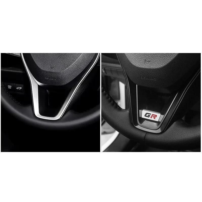 For Toyota GR Corolla 2019-2021 RAV4 2020 Car Interior Decoration Steering Wheel Panel Sequins Cover Bottom Trim Sticker Styling view 2