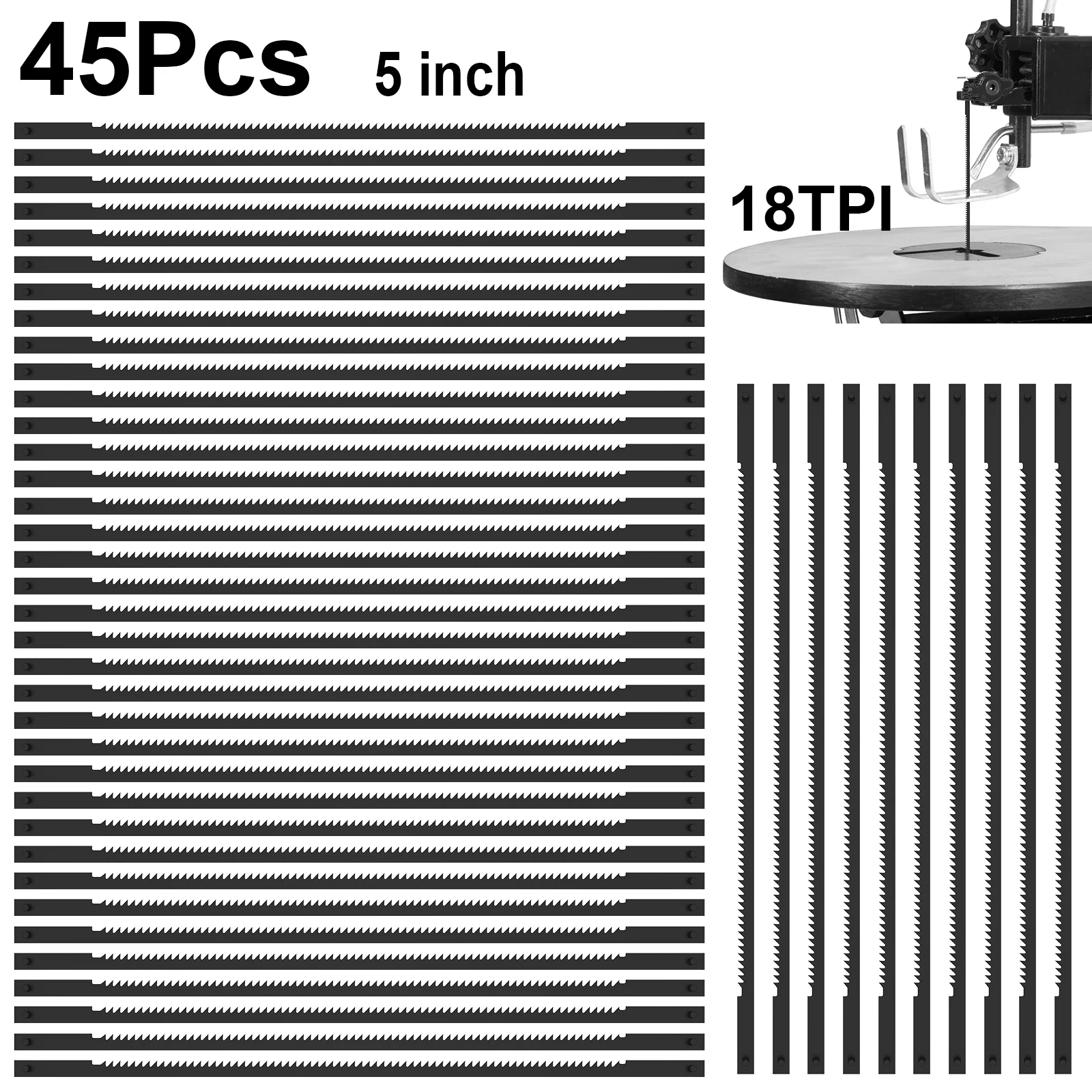 45Pcs Scroll Saw Blade Set with 3921/3922 SK5 High Carbon Steel Scroll Saw Blades Kit Saw Blades Woodworking Tool