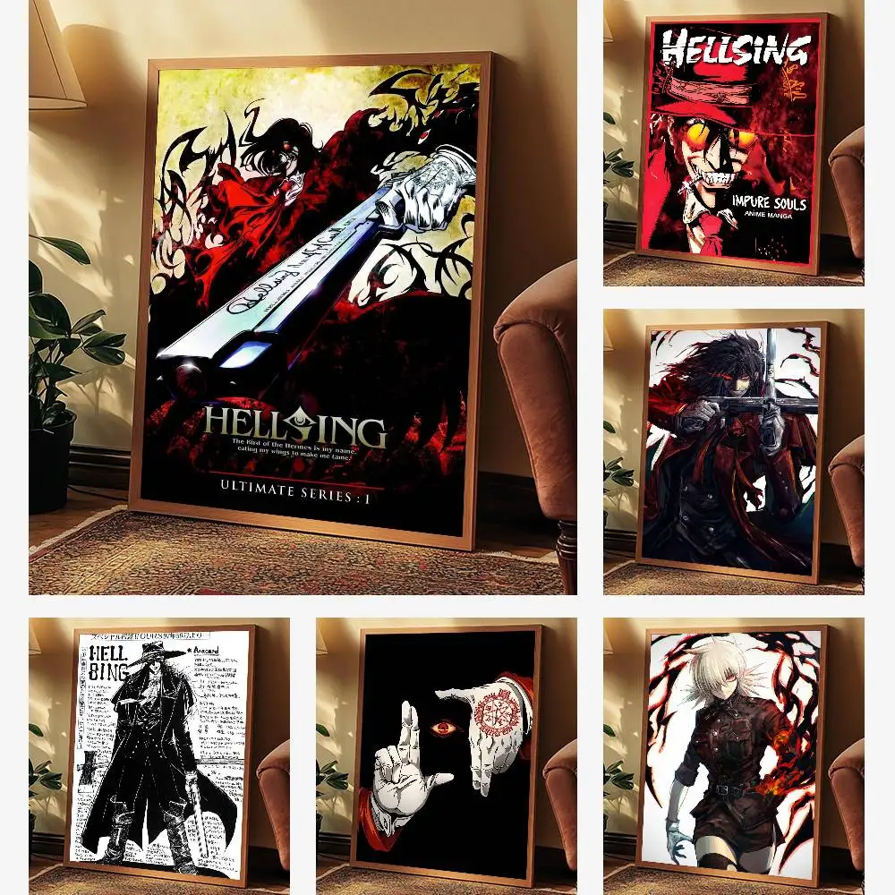 Anime H-HELLSING Poster Self-adhesive Art Waterproof Sticker