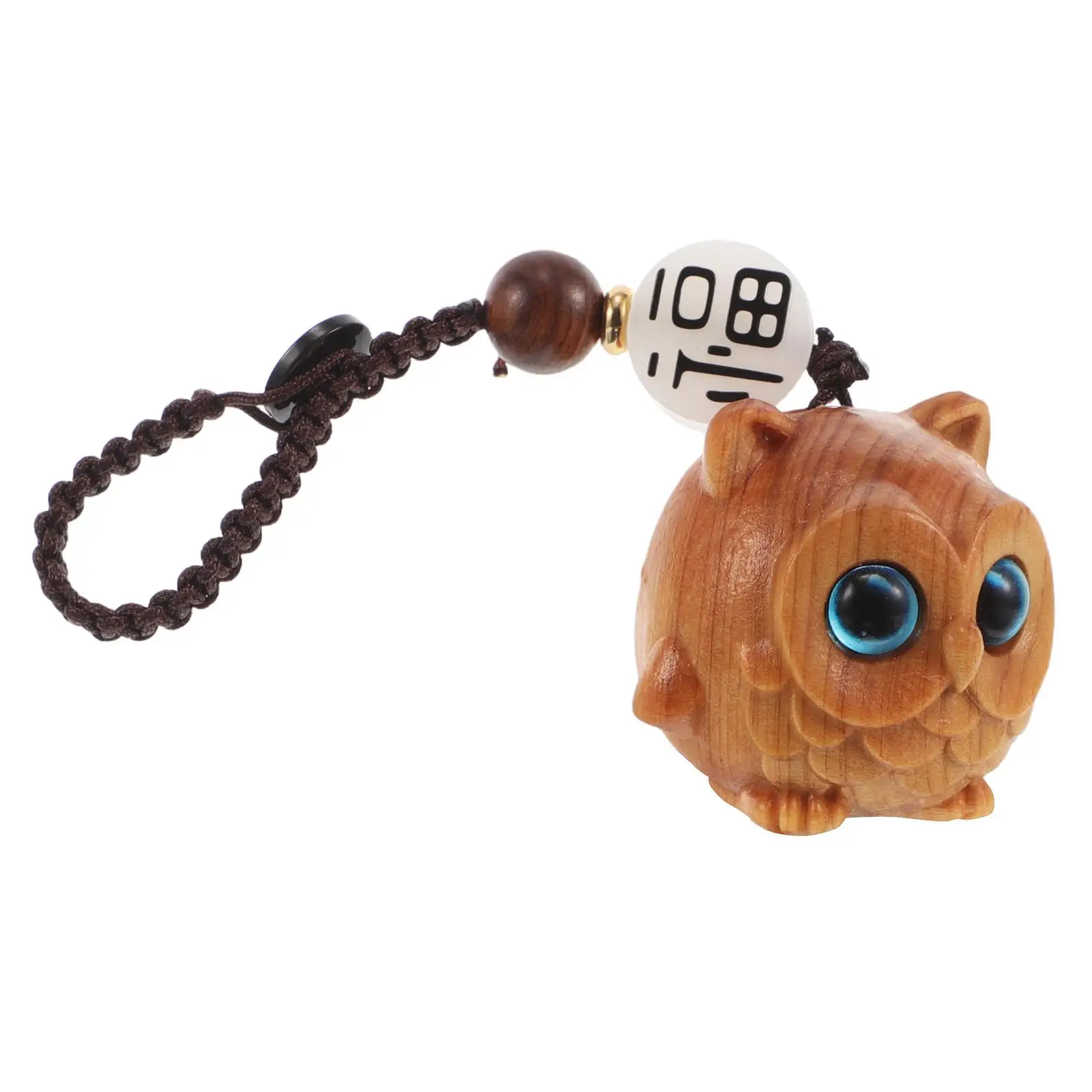 

Car Key Chain Wooden Owl Keychain Handbag Decorations Cartoon Holder Wood Pendant Khaki Wooden Key Ring Sturdy Material Portable