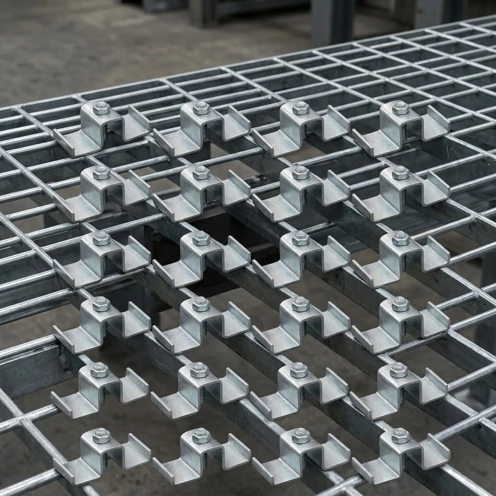 Galvanized Steel Saddle Clips with Fixing Screws Designed for Securing Various For Grating Types and Bolt Sizes with Stability