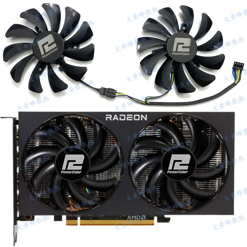 New for POWERCOLOR RX5600XT RX5700 RX6600 RX6600XT RX6700 Graphics Video Card Cooling Fan