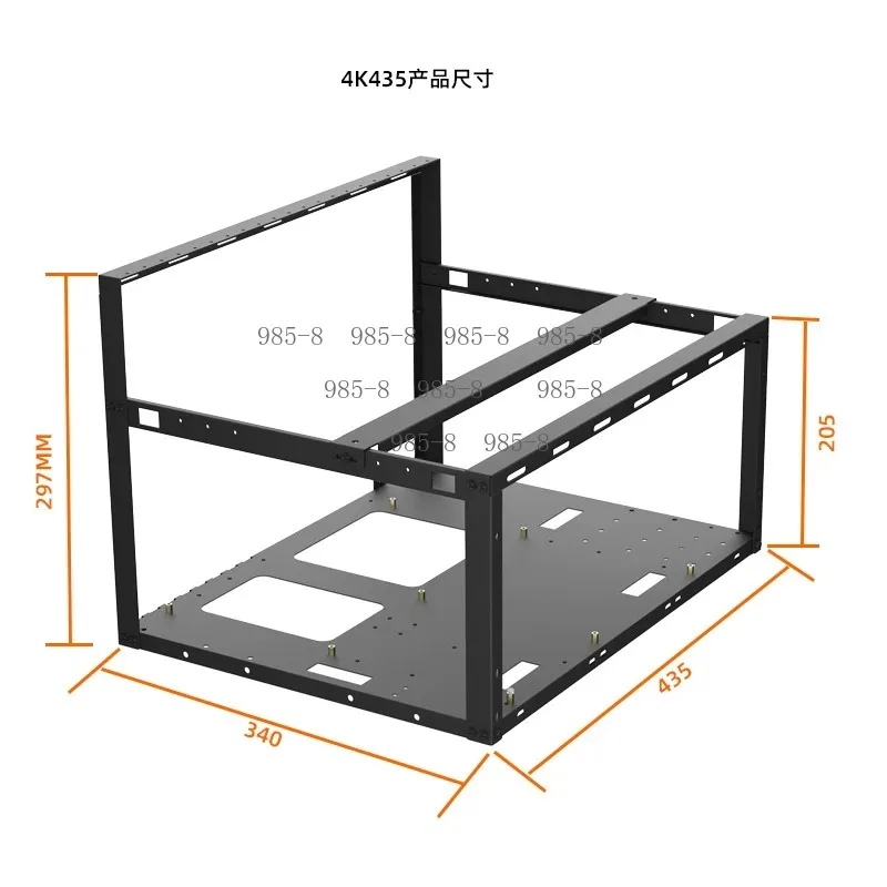 EATX Compatible AI Computing Chassis, Cabinet-Ready Open Frame Rack Case with 4-GPU Slot, Single Power & Dual System Structure