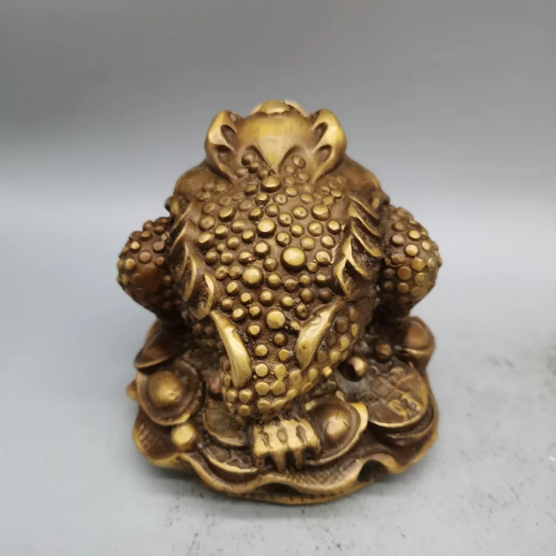 Copper golden toad ornament, carved gift for store opening, three-legged golden toad ornament, toad home decoration craft