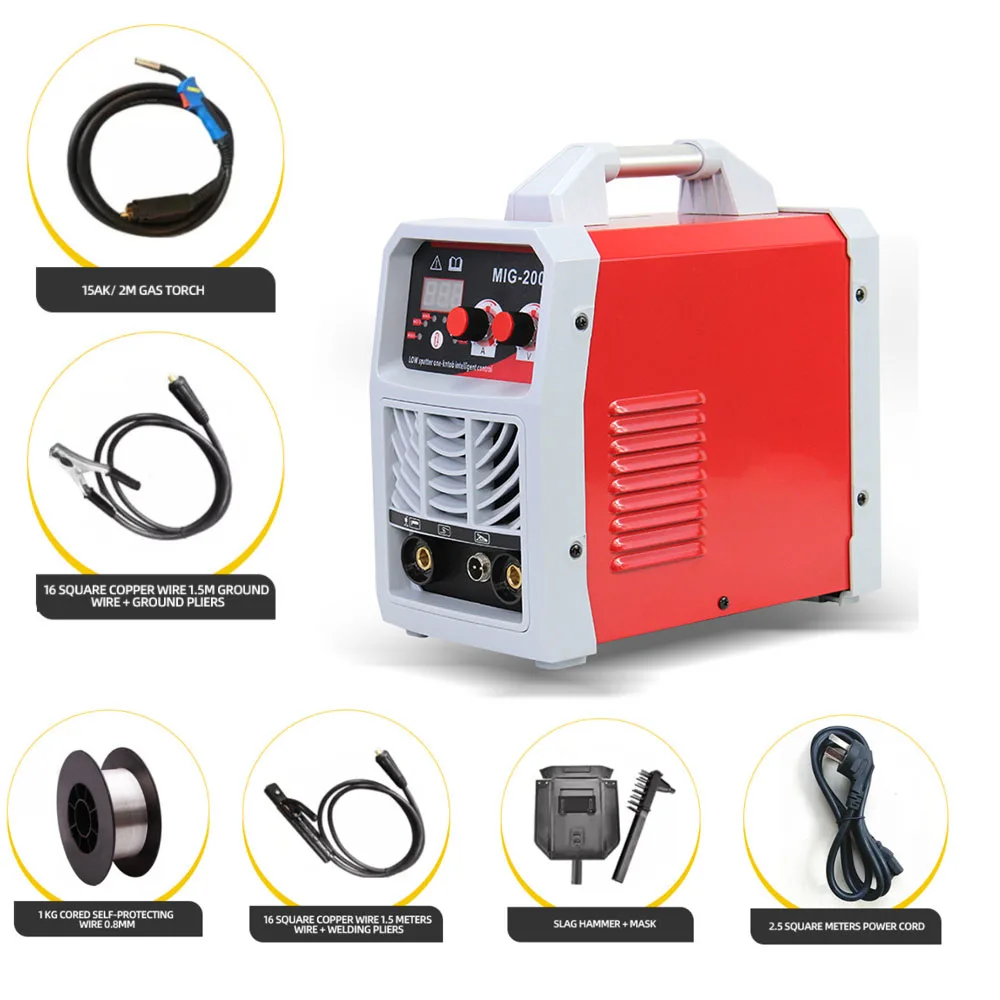 Welding Machine 220V Airless Two Protection  IGBT MMA TIG MIG Professional Argon CO2 Non-gas Semi Automatic Repair Tools MIG-200