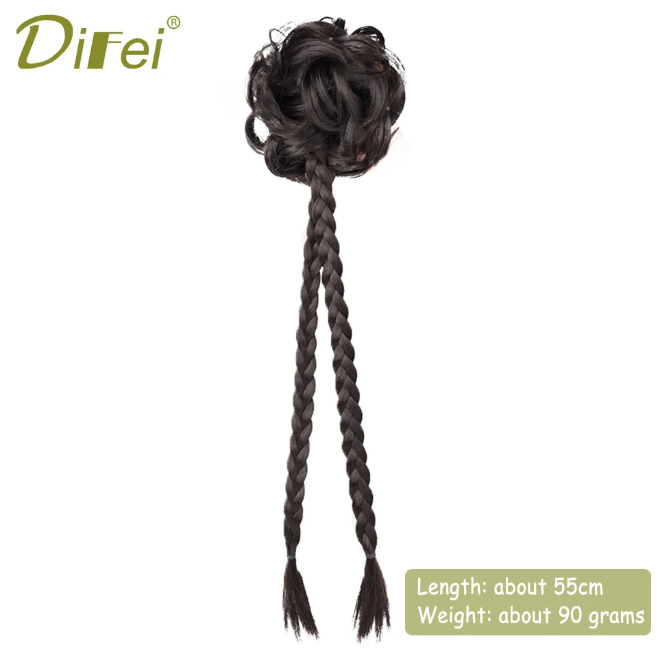 DIFEI Bun Ponytail Combination Synthetic Wig Female Low Ponytail Grip Wig Braid Natural Cheongsam Hair Ponytail