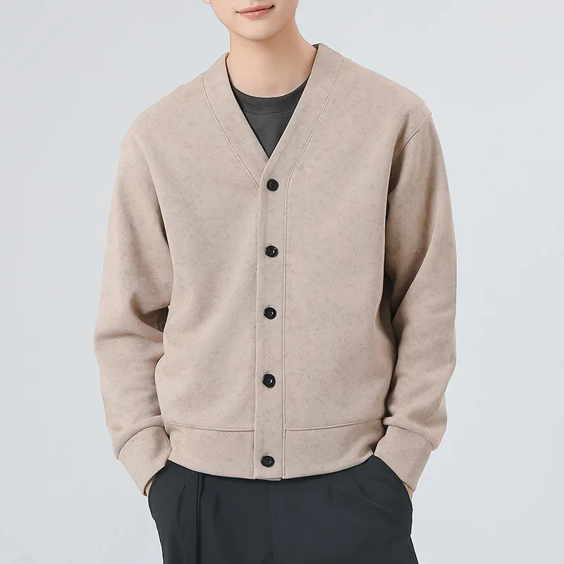 

Мужской кардиган в корейском стиле с v-образным вырезом на пуговицах, мужской свитер большого размера, повседневный легкий весенний эластичный оверсайз плюс большой 10XL 9XL 8XL