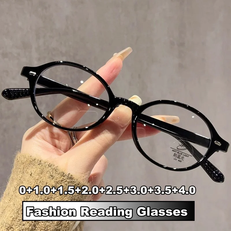 

Fashionable Oval Frame Reading Glasses for Women Men Trendy Plus Diopter Presbyopia Unisex Anti-blue Light Far Sight Glasses