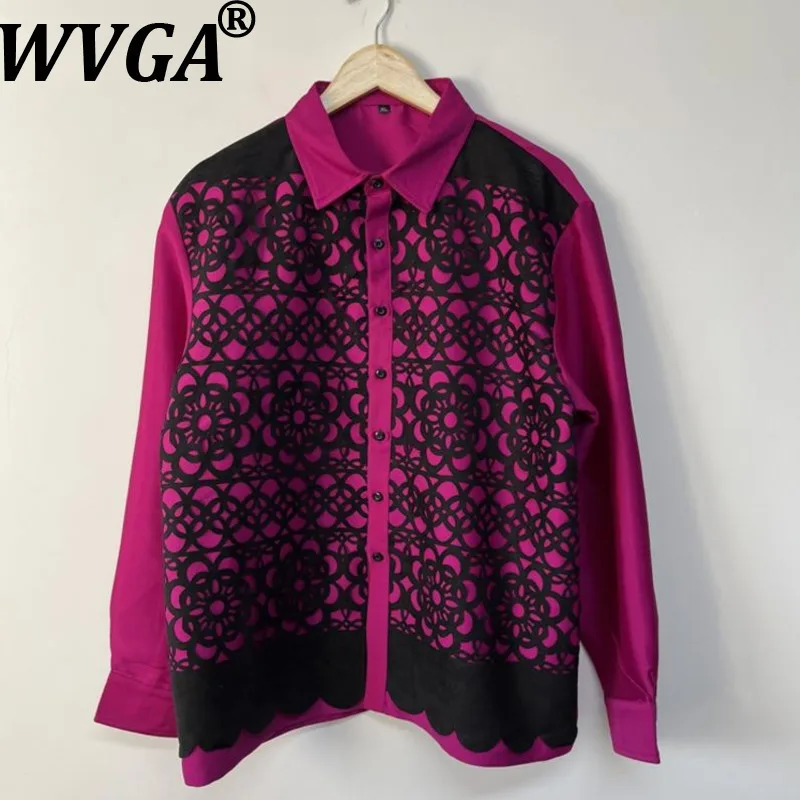 

WVGA Весна Осень Новый Мужской Тотем High Street Модные рубашки с длинными рукавами Нишевые шикарные повседневные топы с отложным воротником W13317