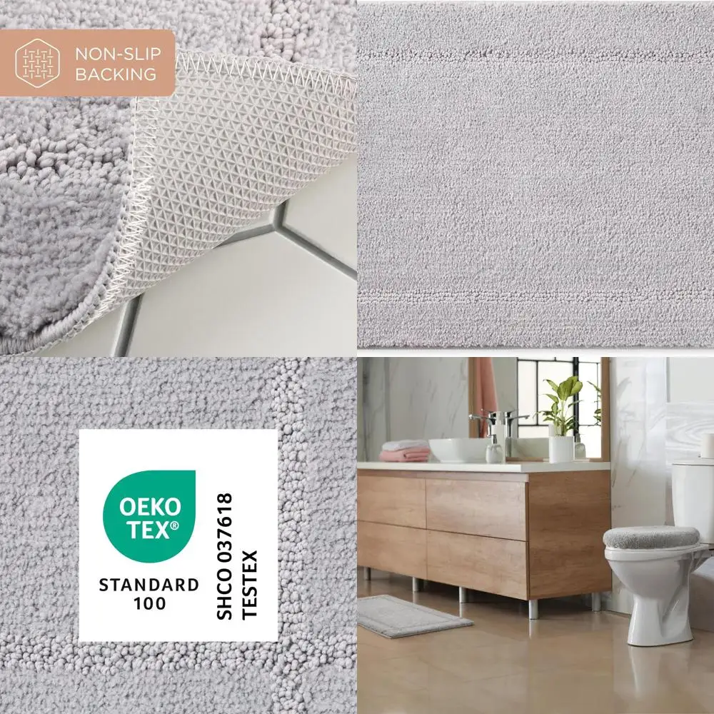 

Luxury Plush Tufted Bath Mat with Non-Slip Backing, Grey, 20x32 - Soft and Absorbent