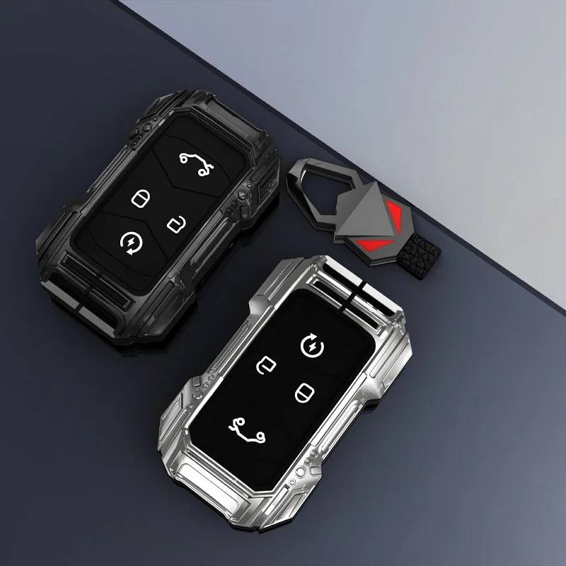 Zinc Alloy+Silica Gel Car Remote Key Cover Case for LYNK&CO Lynk Co 01 02 03 05 06 01 Key Shell Bag Holder Keychain Accessories