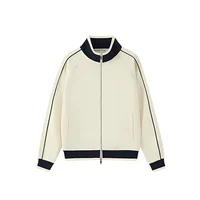 Retro Harajuku con Estilo Spliced ​ ​ Suéter de punto con cremallera, nuevo suéter informal a la moda para hombre, estilo americano Y2K, sin bordado de letras, ropa para mujer