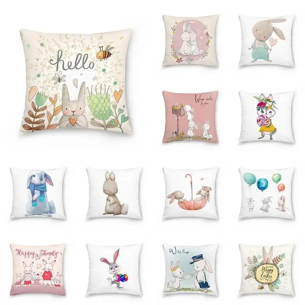 

Simple Rabbit Cartoon Pillowcase Office Living Room Home Pillowcase Car Ornaments