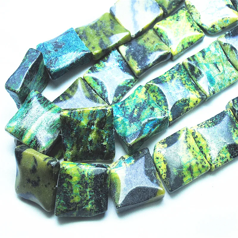13PCS Natural Blue Gemstone Strings SEQUARE SHAPE 30X30MM LOOSE BEADS STRINGS DIY JEWELRY DESIGNS BEADS