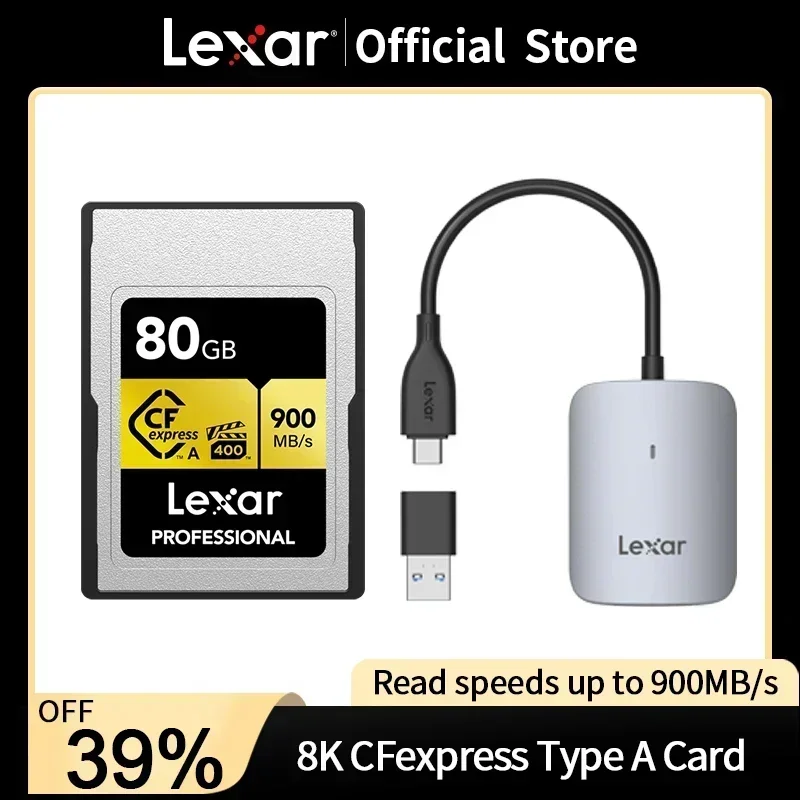 Lexar Professional CFexpress Type A Card GOLD Series 80/160/320GB with Professional CFexpress Type A / SD USB 3.2 Gen 2 Reader