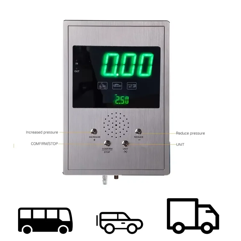 AC 220V/110V Metal Wall-Mounted Digital Tire Inflator with High Accuracy and Emergency Light for Vehicles