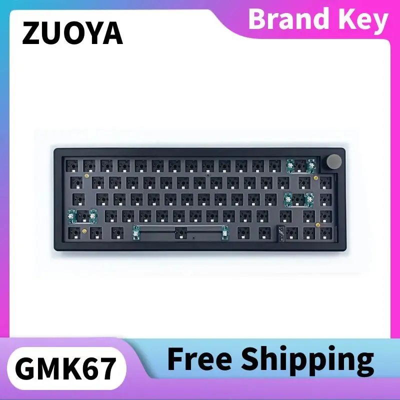 

ZUOYA GMK67 Three-Mode Mechanical Keyboard Custom Kit Hot-swappable RGB Equipped Multi-function Knob Keyboard Accessories