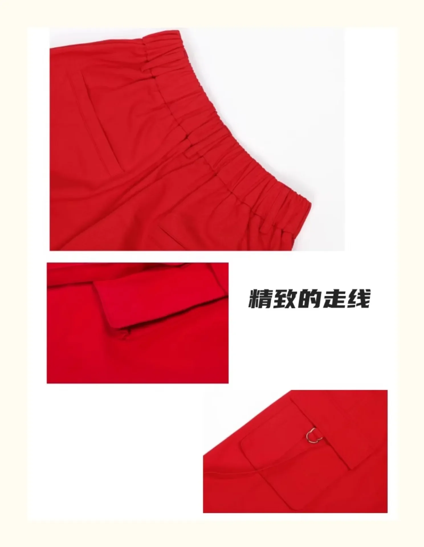 Rotes, dehnbares, figurbetontes Kpop-Girlgroup-Jazz-Tanzkostüm-Set für Damen, Bühnenkostüm für Erwachsene, Gruppentanz-Show-Kleidung – Detail 6