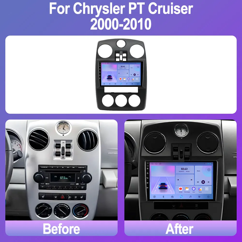 Android 14 Car Radio For Chrysler PT Cruiser 2000-2010 Stereo Multimedia Video Player Navi GPS CarPlay Autoradio Auto DSP DVD HU