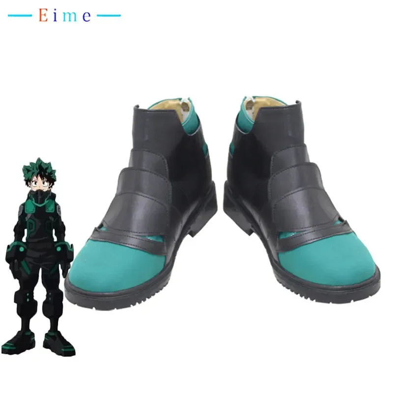 Midoriya Izuku تأثيري أحذية أنيمي Deku تأثيري الدعامة بولي أحذية أحذية من الجلد هالوين كرنفال الأحذية مخصص