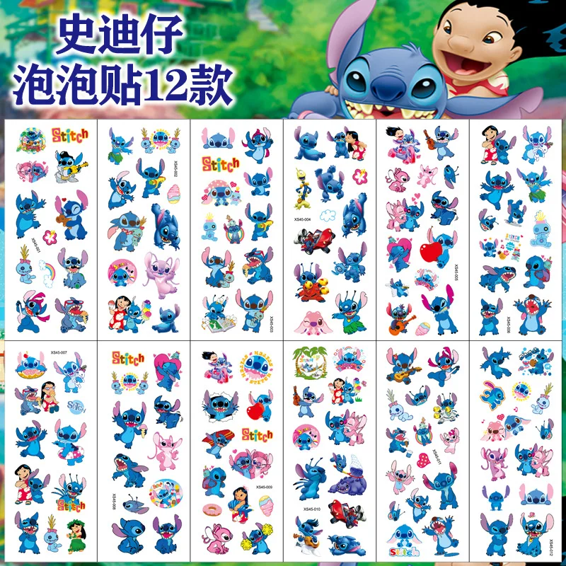 12PCS Cartoon Stitch Bubble Stickers Kawaii Anime Three Dimensional 3D Puffy Bulk Sticker Kids Girl DIY Toys Sticker Gift