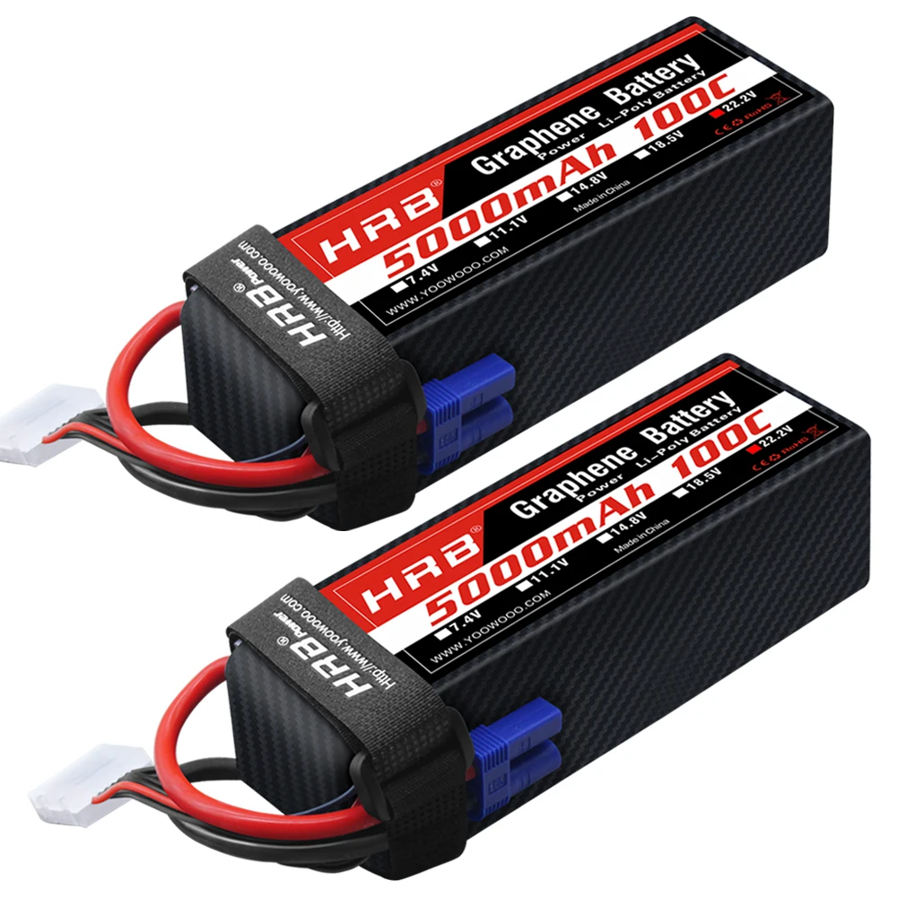 HRB 6S 22.2V 5000mah batterie en graphène 100C avec connecteur EC5 batterie de Drone pour voiture RC Monster avion RC 600 700 hélicoptère