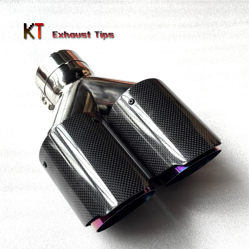 1Piece Car Accessories Glossy Carbon Fiber Dual Purple Exhaust Tip Tailpipe Muffler Tip Exhaust System Auto Tools for All Car