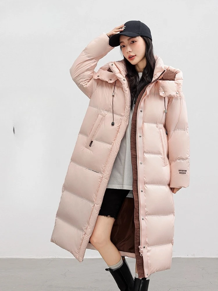 سترة نسائية شتوية 2025 معطف طويل فضفاض وسميك ودافئ من ريش البط #2