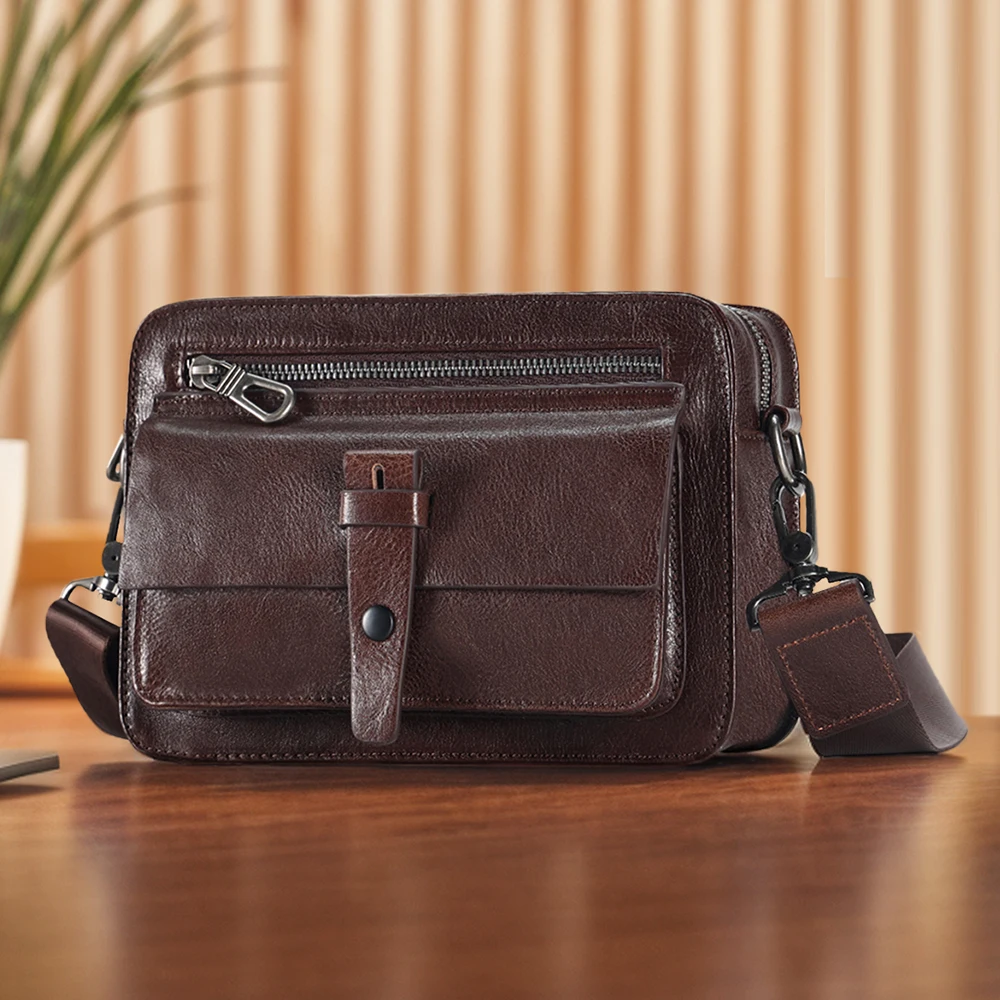 

Genuine leather men's crossbody bag trendy brand high-end workwear bag cowhide messenger bag men's shoulder bag