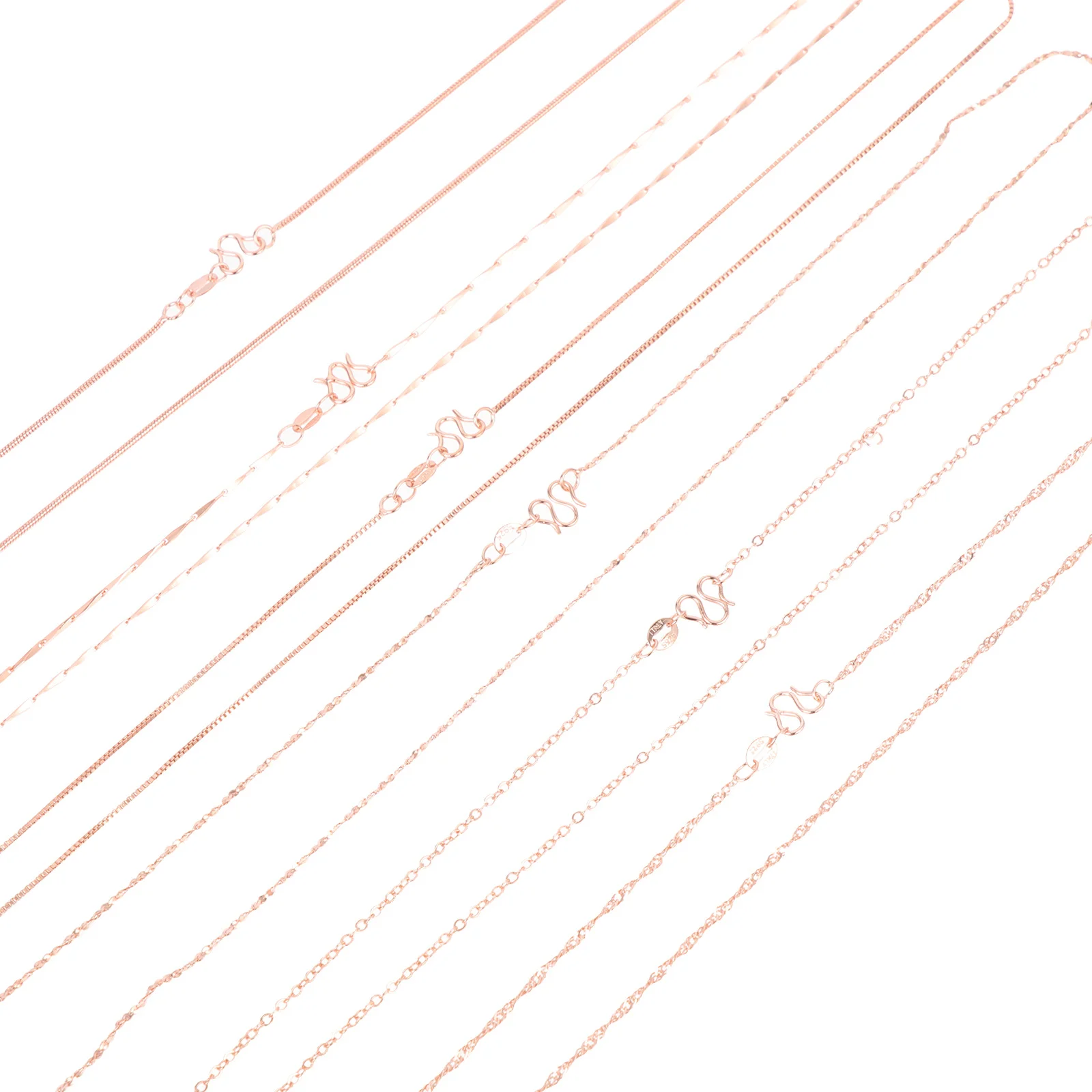 Ensemble de colliers en or Rose, 6 pièces, pour la fabrication de bijoux, chaînes en cuivre pour femmes, chaînes de collier délicates, chaîne ras du cou