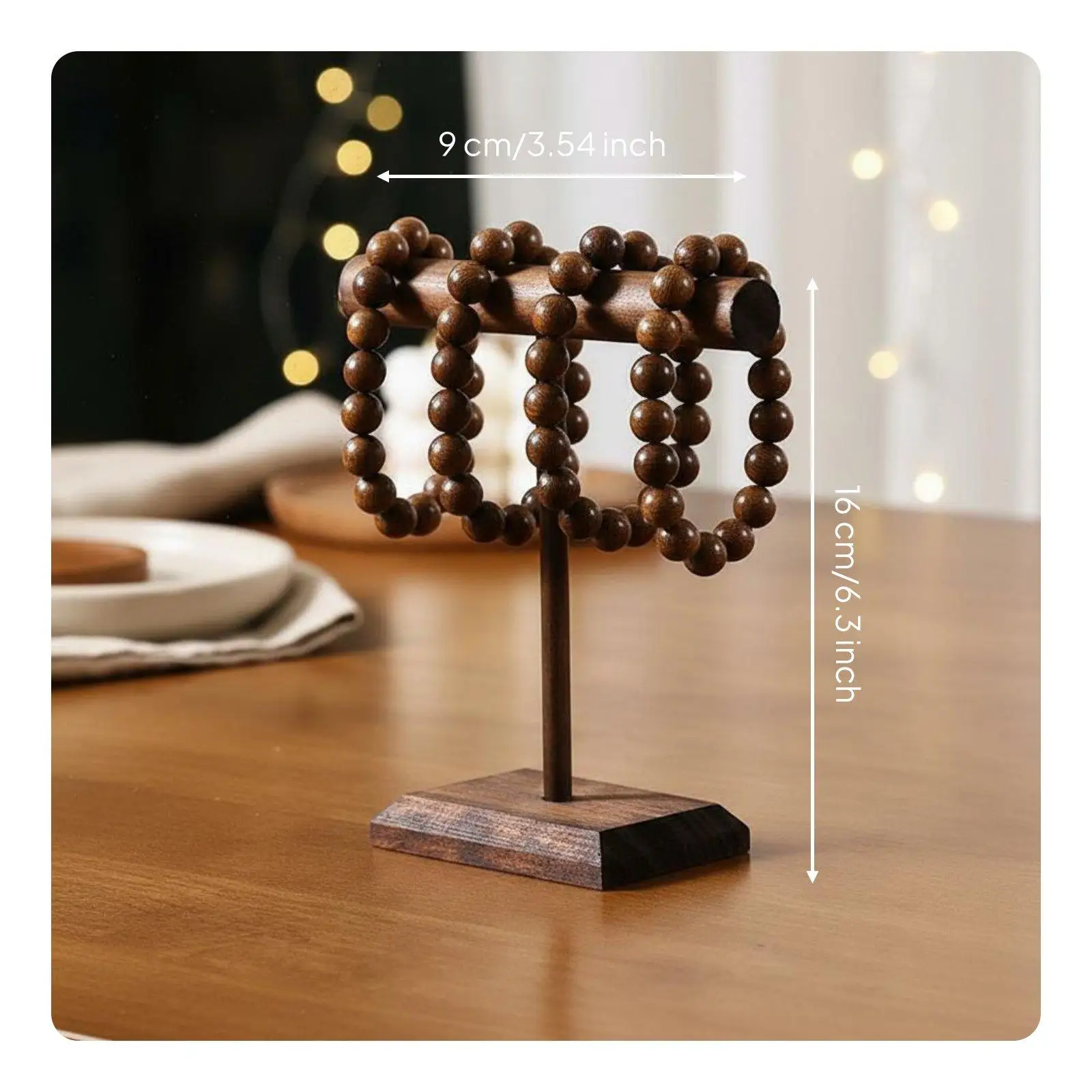 Horizontal Bar Jewelry Organizer Wood Display Stand Rack for Jeweler Boutique Necklace Bracelet Set - view 4