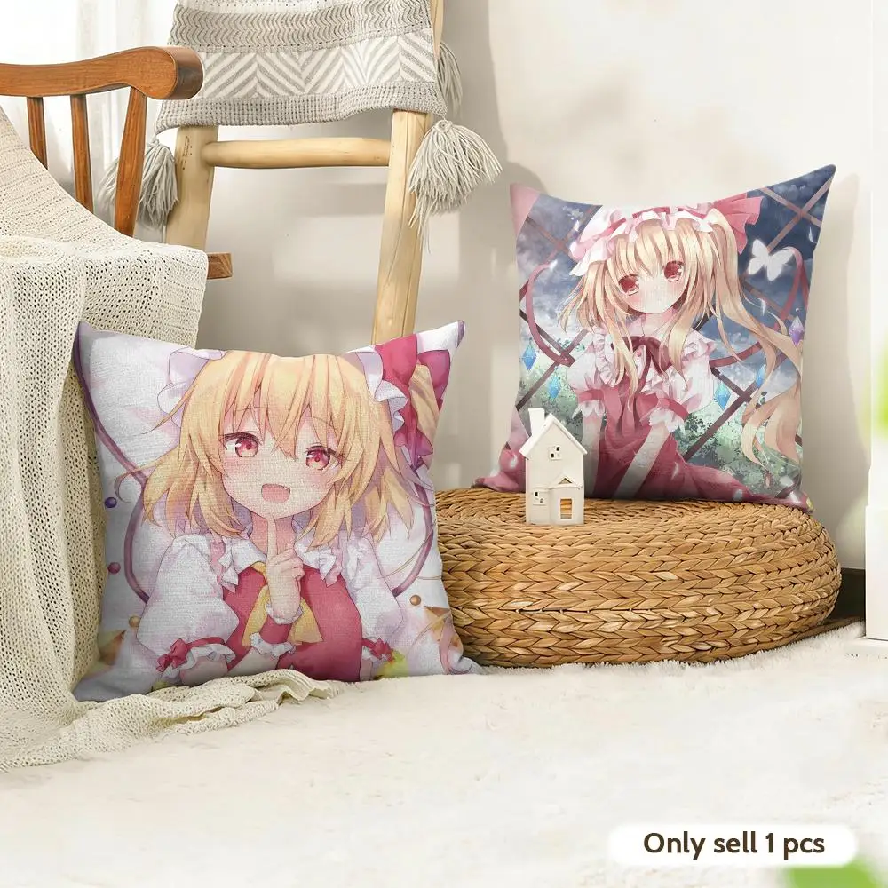 Flandre Scarlet T-Touhou Project Cushion Cover Organic Linen Square Pillow Case Durable Non-Allergenic And Kind To Skin