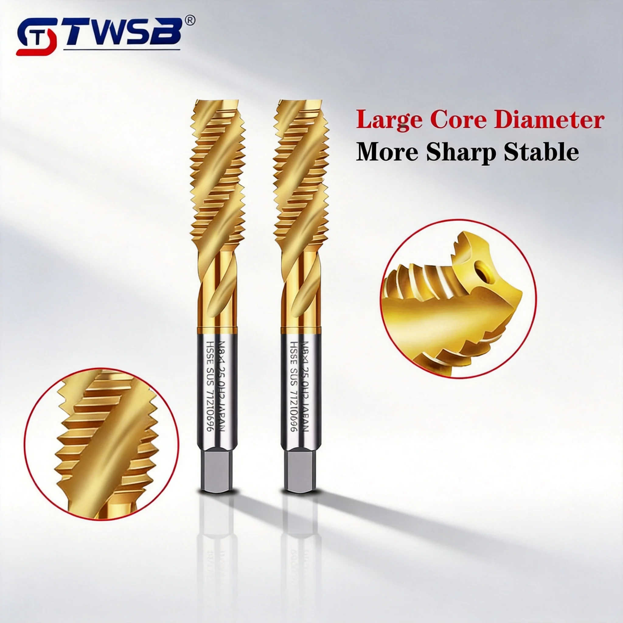 

Titanium Plated 6542 Spiral Flute Machine Tap M2-M24, Good Chip Removal for Copper & Aluminum Alloy