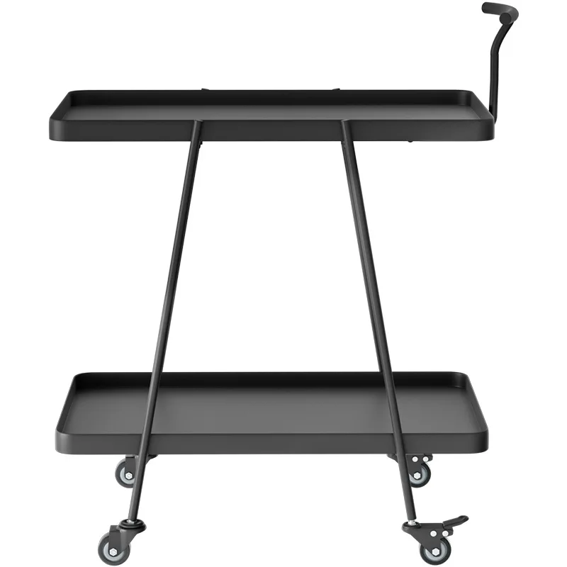 Simple shelf small coffee table minimalist double-layer wheeled trolley
