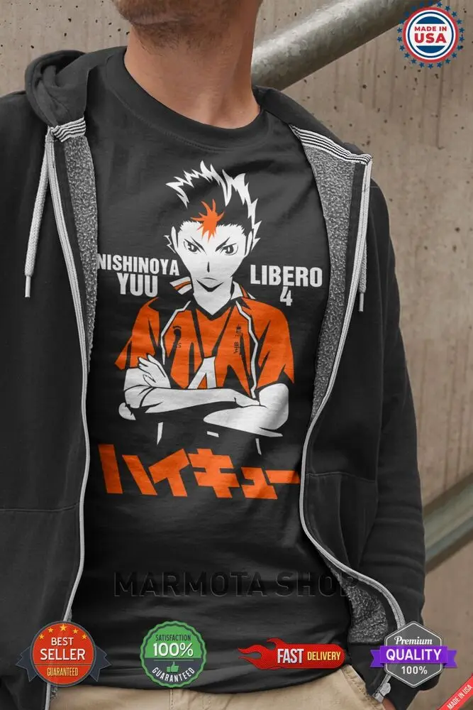 Nishinoya Yuu Haikyuu T-Shirt Anime Japanese Tee Shirt Volleyball Hinata Tobio