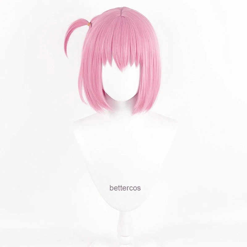 Anime Bocchi The Rock! Cosplay Gotou Hitori Cosplay Wig Short Pink Straight Hair Heat Resistant Women Party Wigs + Wig Cap
