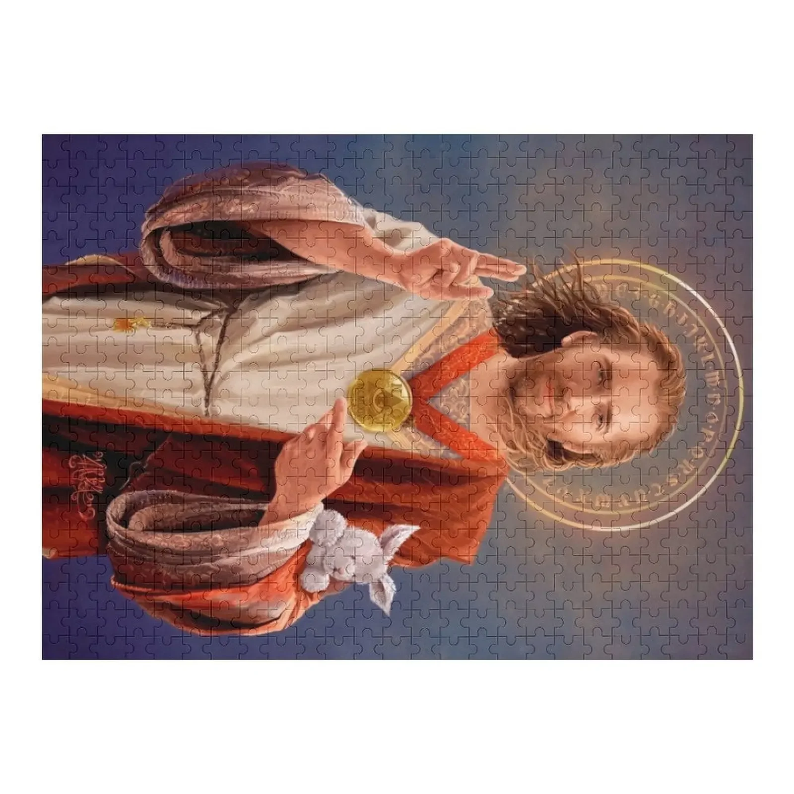 

Nicolas Cage, Saint Nicolas of Cage, Nic Cage Original Religious Painting Jigsaw Puzzle Personalized Child Gift Puzzle