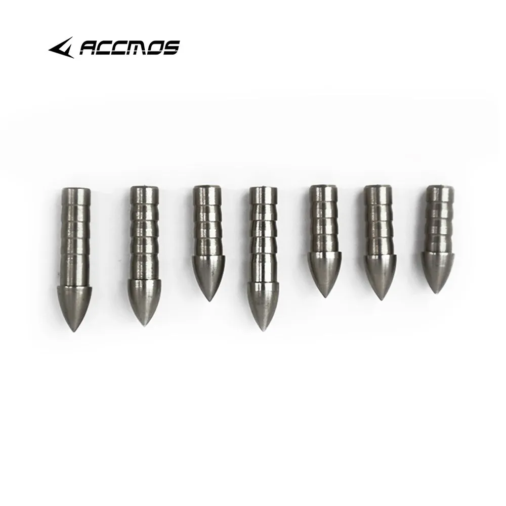 12pcs Archery Stainless Steel Insert Arrowhead ID3.2/4.2/5.2/6.2/8.0/9.8mm Point Tips Training Arrow for Arrow Accessories