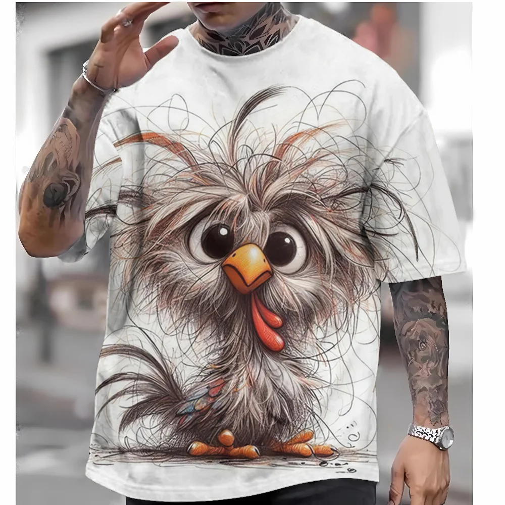 New Chicken Pattern Cute Animal Fashion T-Shirt Men\'s Short Sleeve Top T-Shirt Loose Plus Size Clothing Casual Street Clothing