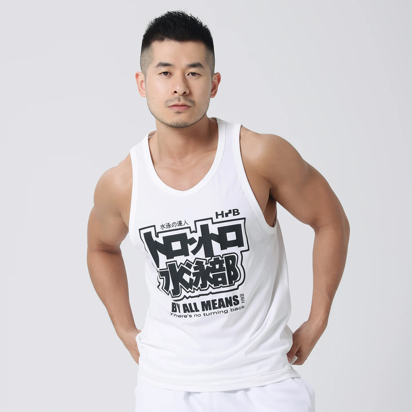 

Hansbenny Original Cotton round Ne Printed Vest Men's Sport Fitn Faionable Swim Versatile Pure Cotton Sli oulder