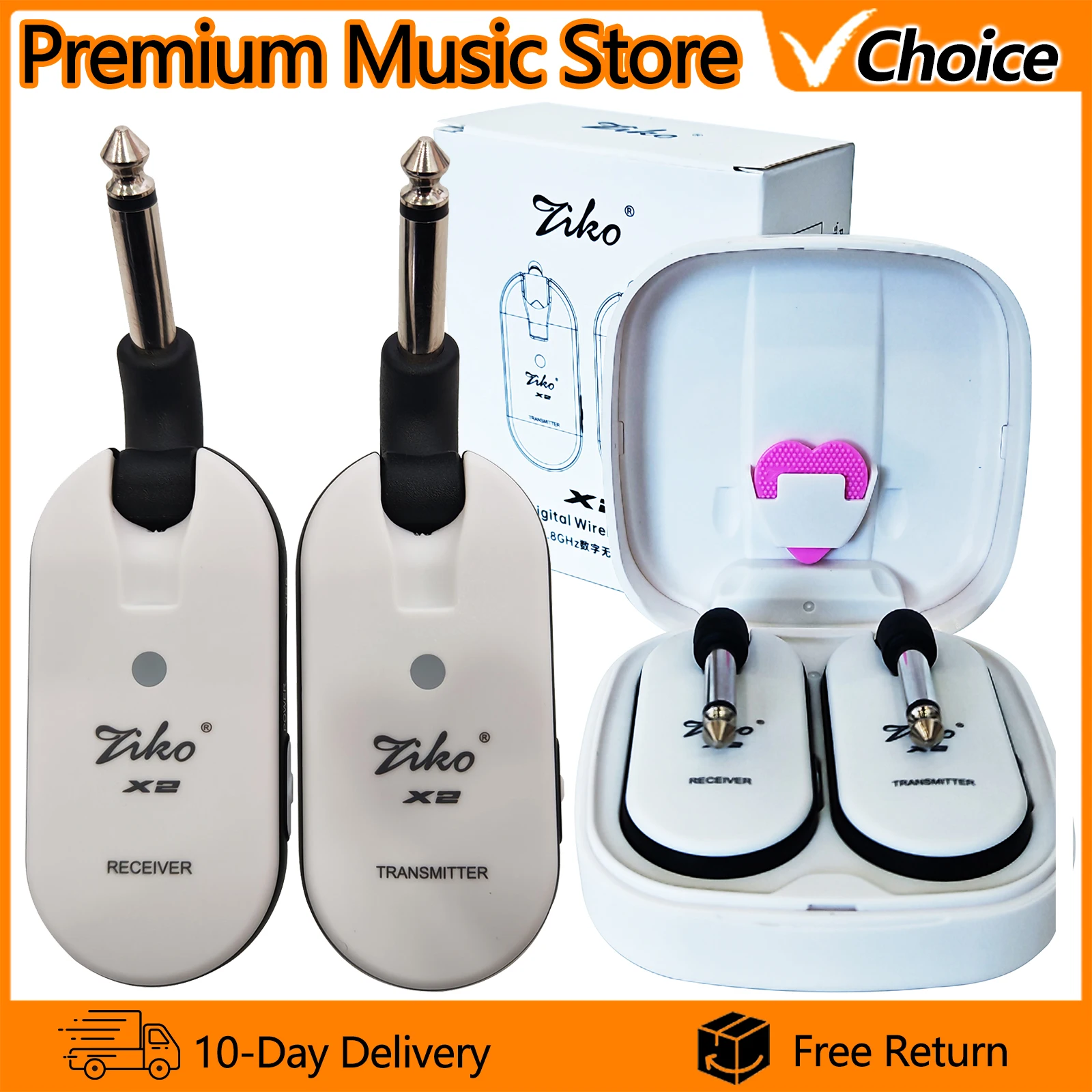 

ZIKO X2 Wireless Guitar System 5.8GHz Guitar Audio Wireless Transmitter Receiver Automatic Charging Case for Guitar Bass