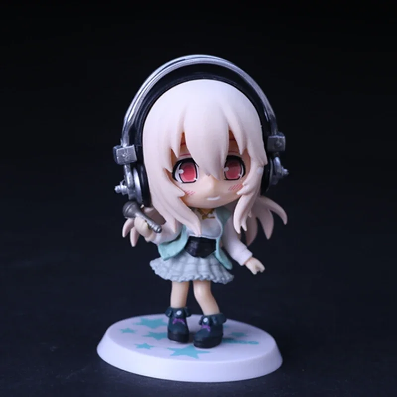 10CM Anime Figure Super Sonico Working Swimsuit Suit Chassis Q Version Model Dolls Toy Gift Collect Boxed Ornament PVC Material