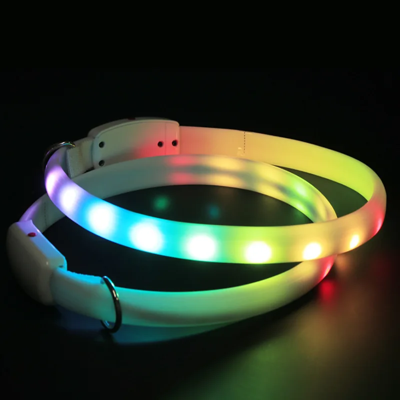 Led Dog Collar Pet Dog Collar Night Puppy Pet Cats Collars Glowing Luminous USB Rechargeable Night Safety Flashing Glow Color