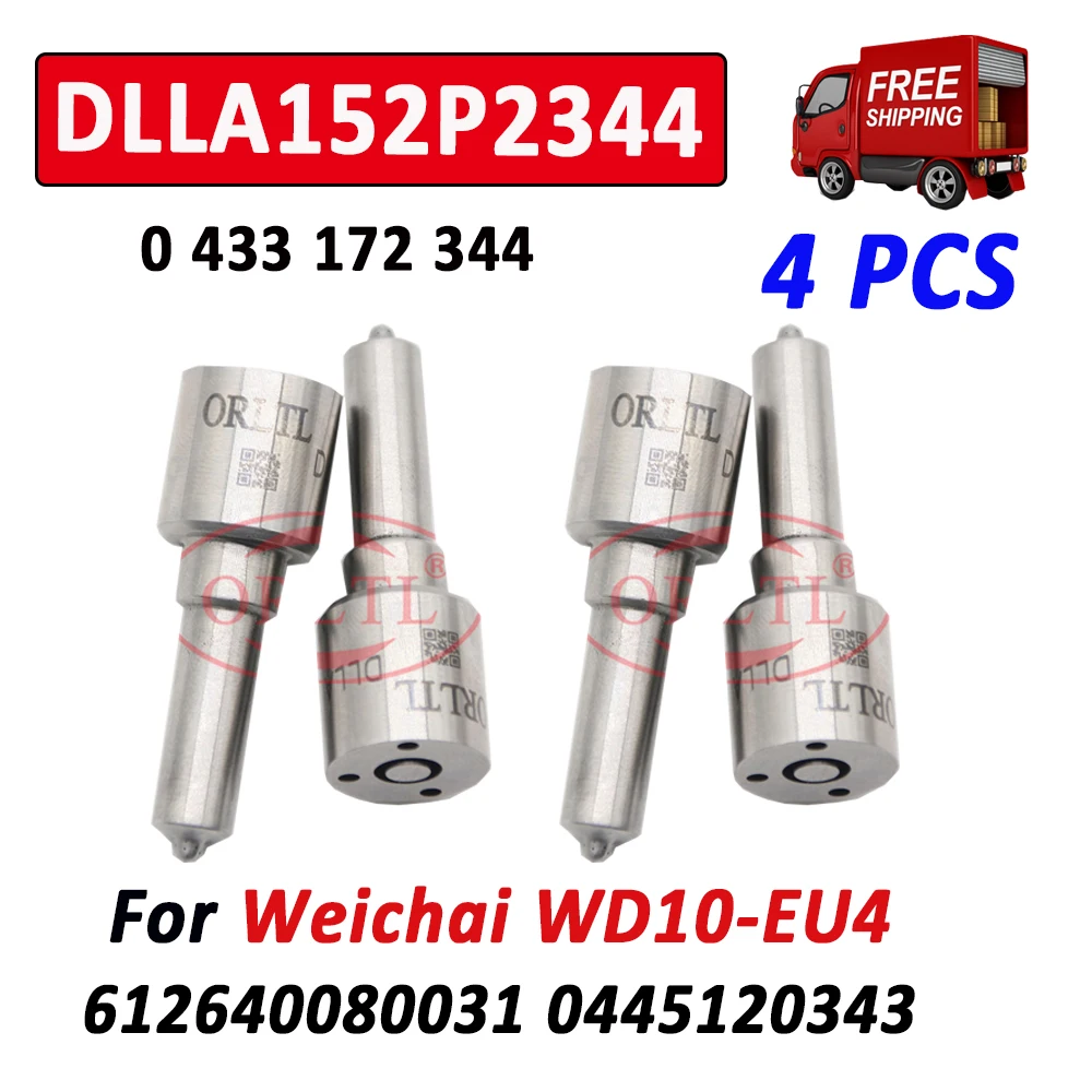 ORLTL New Common Rail DLLA152P2344 Oem 0433172344 Diesel Fuel Injector Nozzle DLLA 152 P 2344 For Bosch Weichai 0445120343